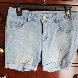 Blue Jean Shorts with Rolled Hem and Belt Loops